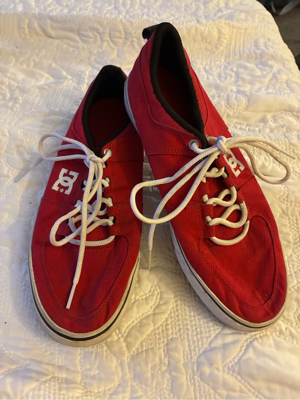 DC Red Sneakers with White Laces